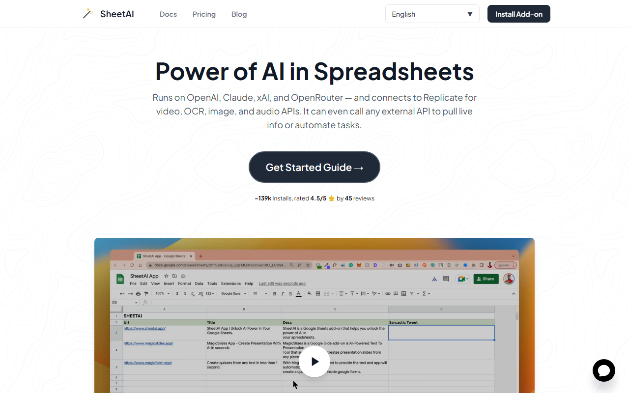 SheetAI screenshot
