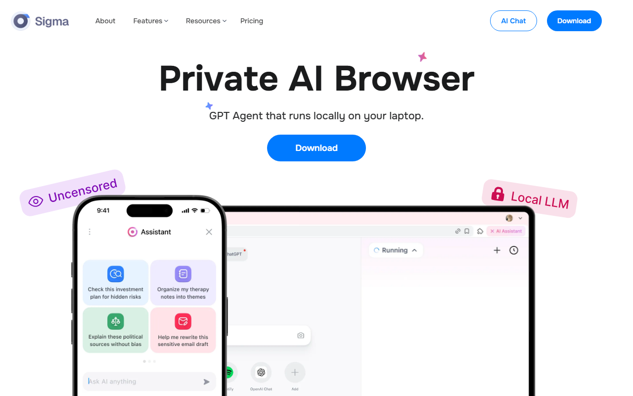 Sigma Browser screenshot